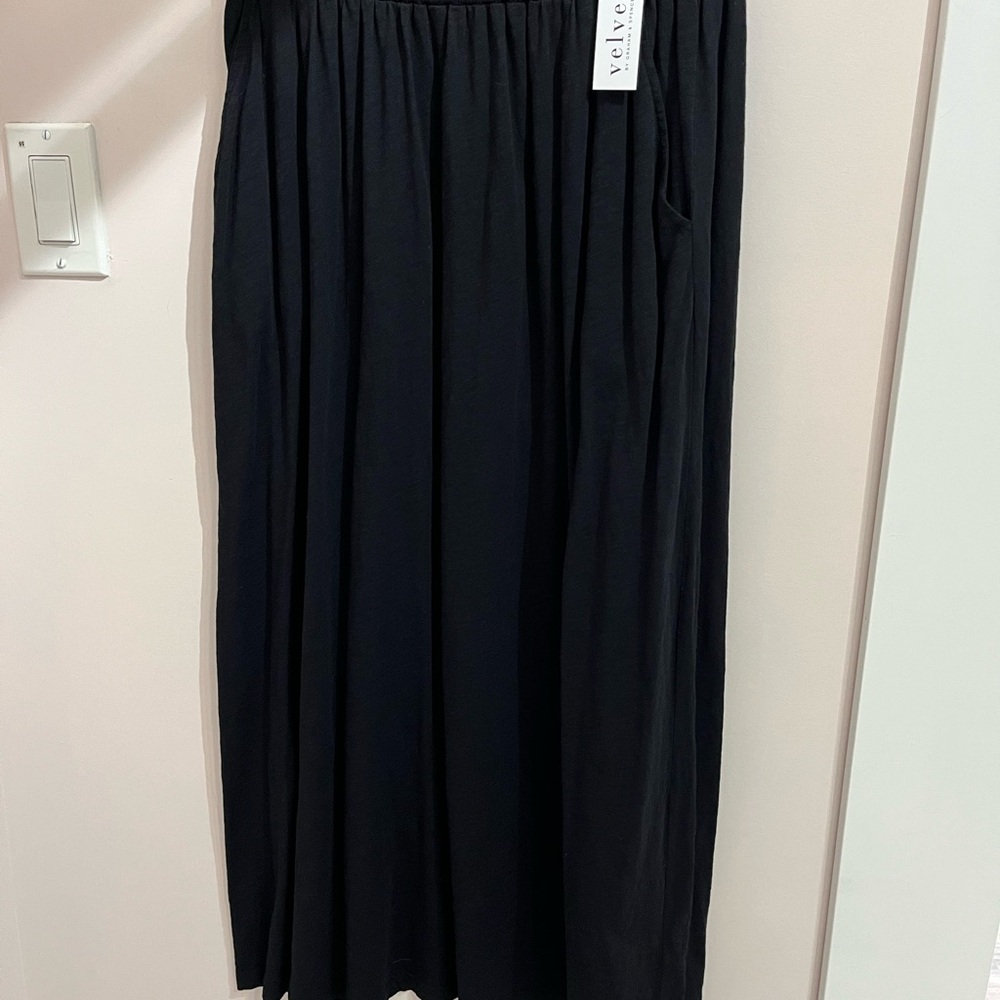 Velvet by Graham & Spencer Black Maxi A-Line Skirt With Side Slit